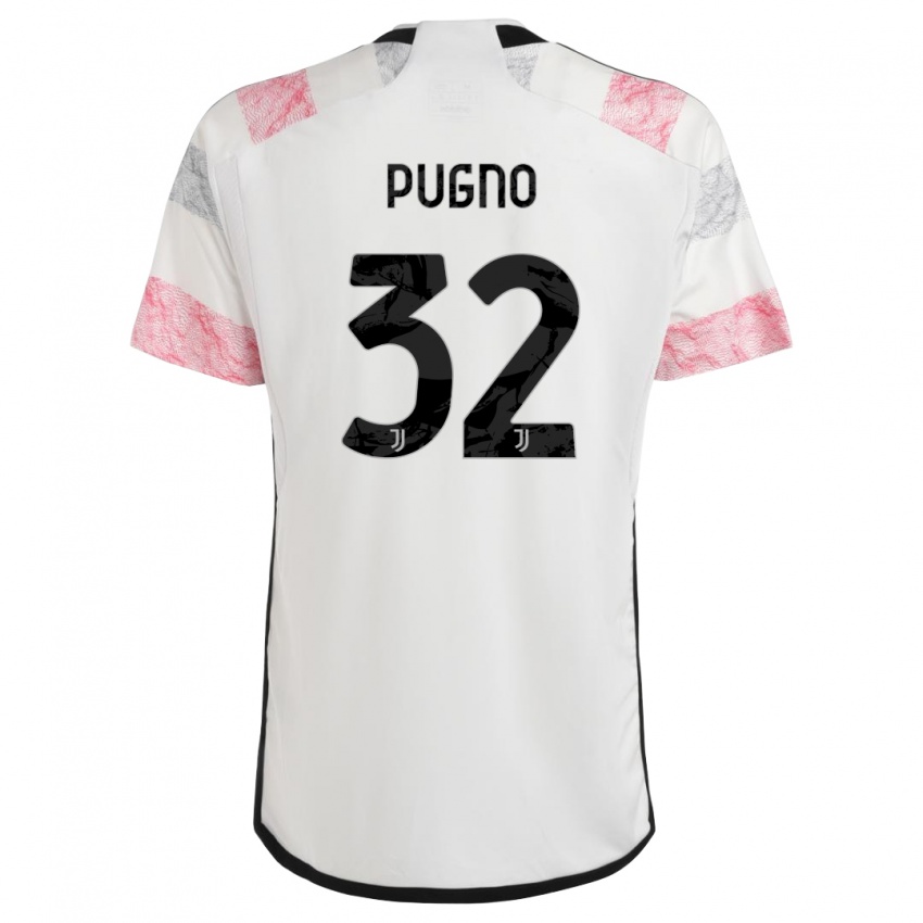 Niño Camiseta Diego Pugno #32 Blanco Rosa 2ª Equipación 2023/24 La Camisa