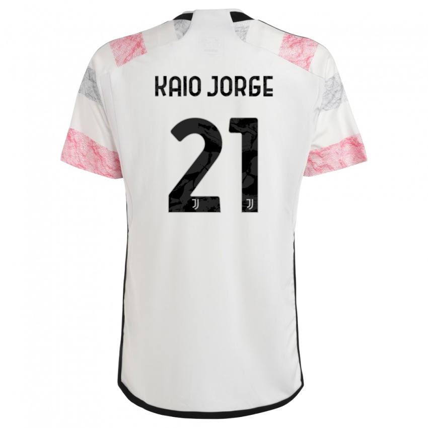 Niño Camiseta Kaio Jorge #21 Blanco Rosa 2ª Equipación 2023/24 La Camisa