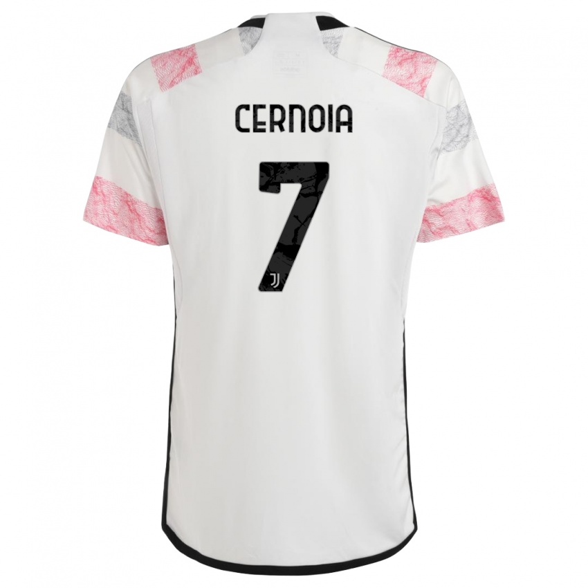 Niño Camiseta Valentina Cernoia #7 Blanco Rosa 2ª Equipación 2023/24 La Camisa