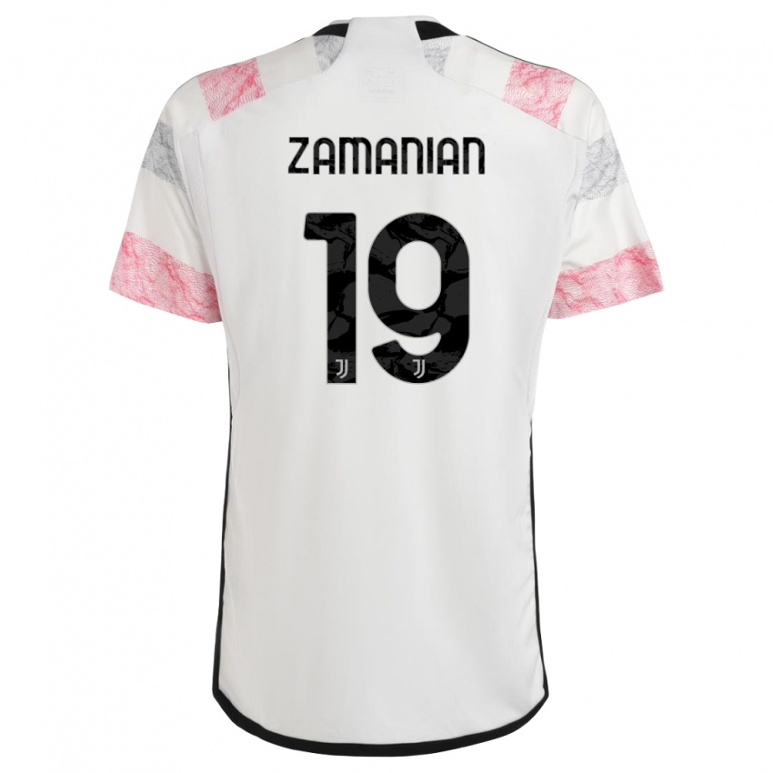Niño Camiseta Annahita Zamanian #19 Blanco Rosa 2ª Equipación 2023/24 La Camisa