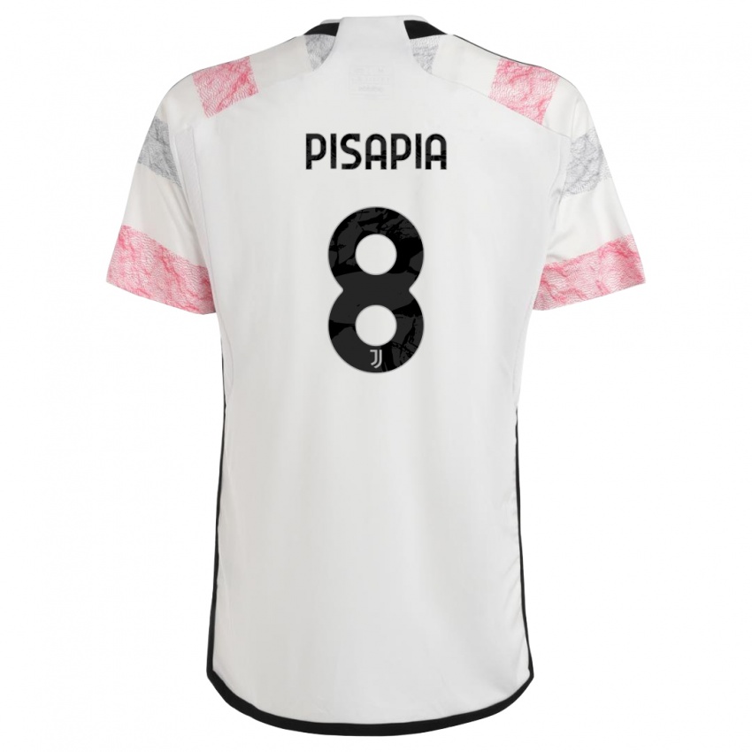 Niño Camiseta Luciano Pisapia #8 Blanco Rosa 2ª Equipación 2023/24 La Camisa