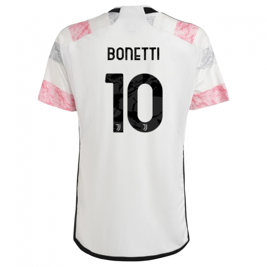 Niño Camiseta Andrea Bonetti #10 Blanco Rosa 2ª Equipación 2023/24 La Camisa