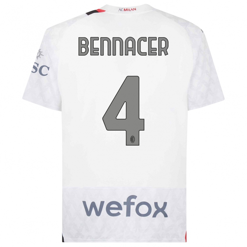 Niño Camiseta Ismael Bennacer #4 Blanco 2ª Equipación 2023/24 La Camisa