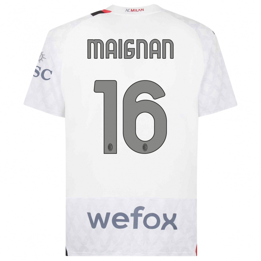 Niño Camiseta Mike Maignan #16 Blanco 2ª Equipación 2023/24 La Camisa