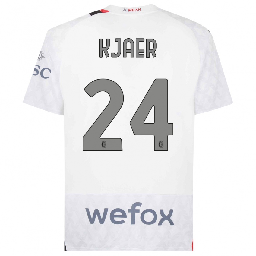Niño Camiseta Simon Kjaer #24 Blanco 2ª Equipación 2023/24 La Camisa