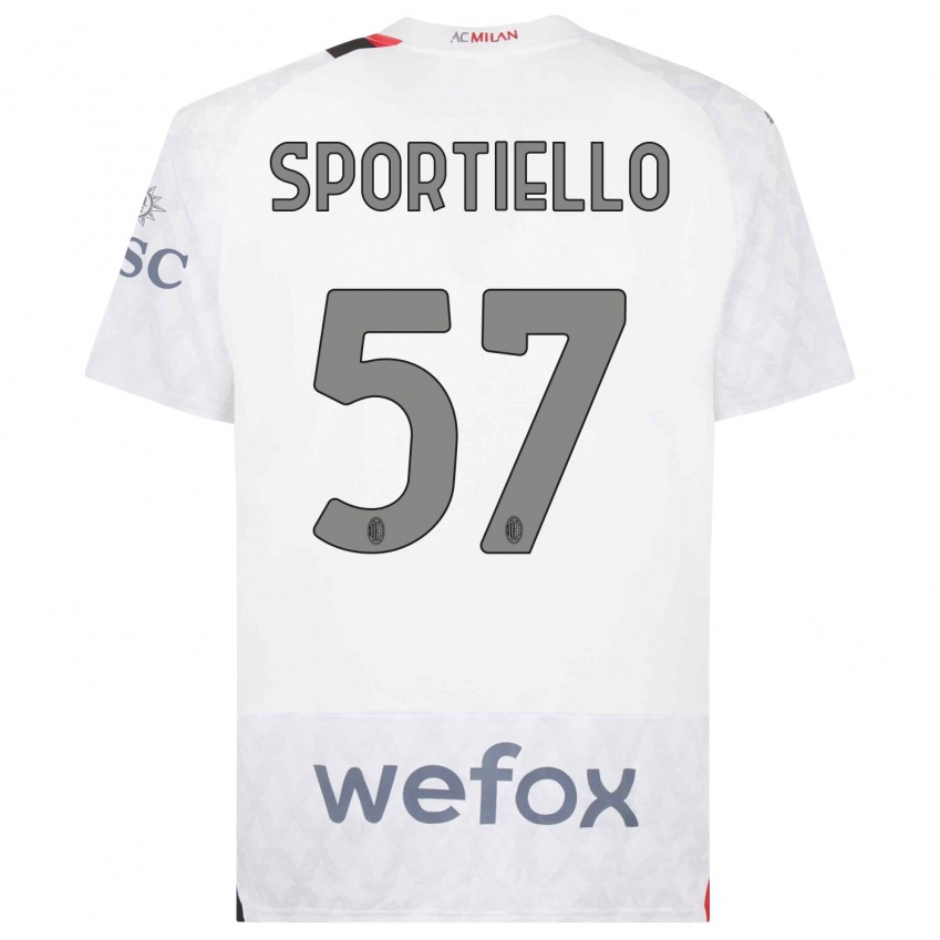 Niño Camiseta Marco Sportiello #57 Blanco 2ª Equipación 2023/24 La Camisa