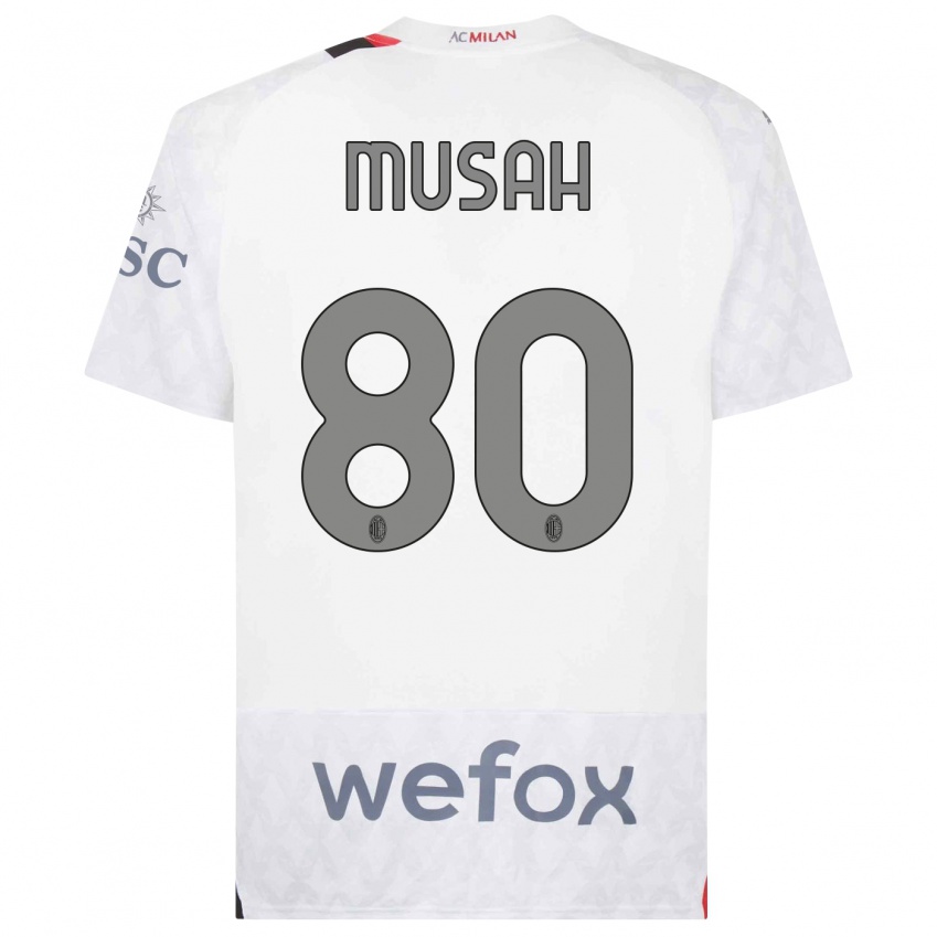 Niño Camiseta Yunus Musah #80 Blanco 2ª Equipación 2023/24 La Camisa