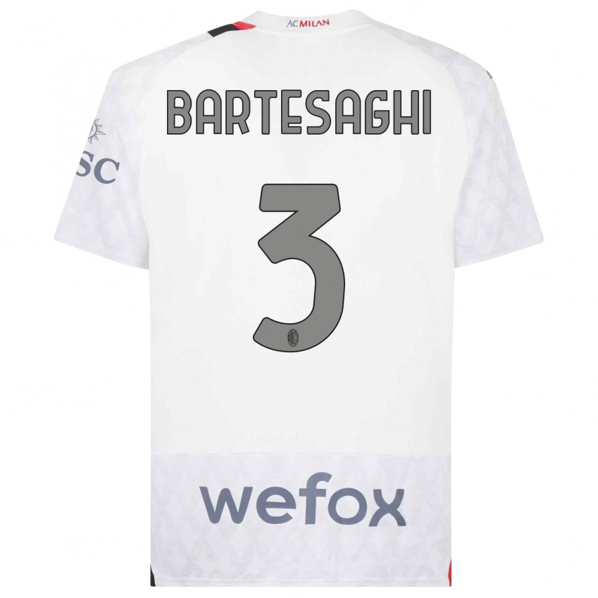 Niño Camiseta Davide Bartesaghi #3 Blanco 2ª Equipación 2023/24 La Camisa