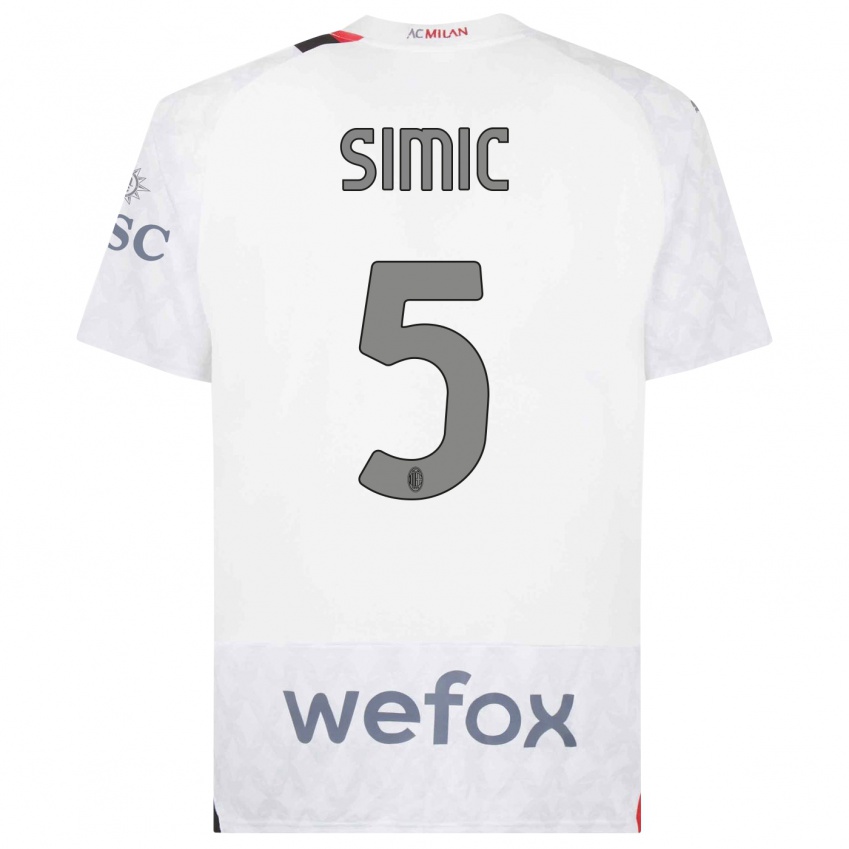 Niño Camiseta Jan-Carlo Simic #5 Blanco 2ª Equipación 2023/24 La Camisa