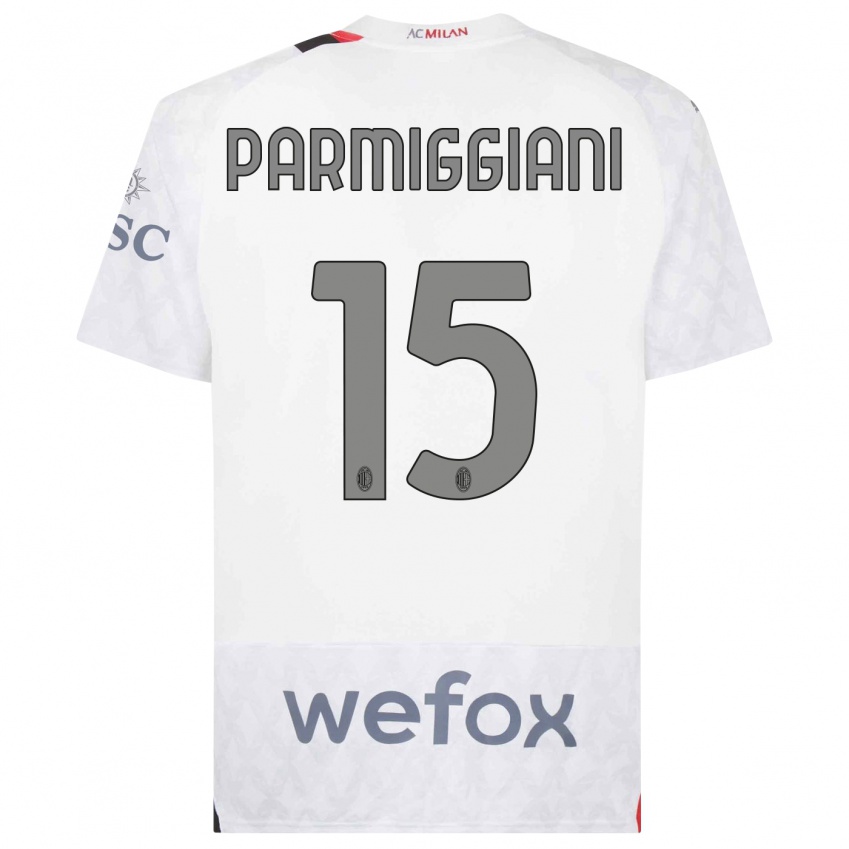 Niño Camiseta Pietro Parmiggiani #15 Blanco 2ª Equipación 2023/24 La Camisa