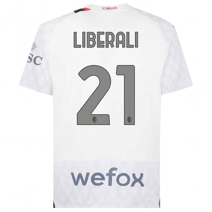 Niño Camiseta Mattia Liberali #21 Blanco 2ª Equipación 2023/24 La Camisa