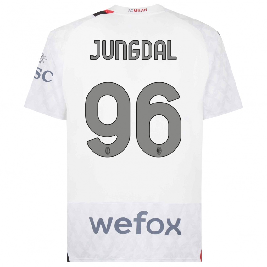 Niño Camiseta Andreas Jungdal #96 Blanco 2ª Equipación 2023/24 La Camisa