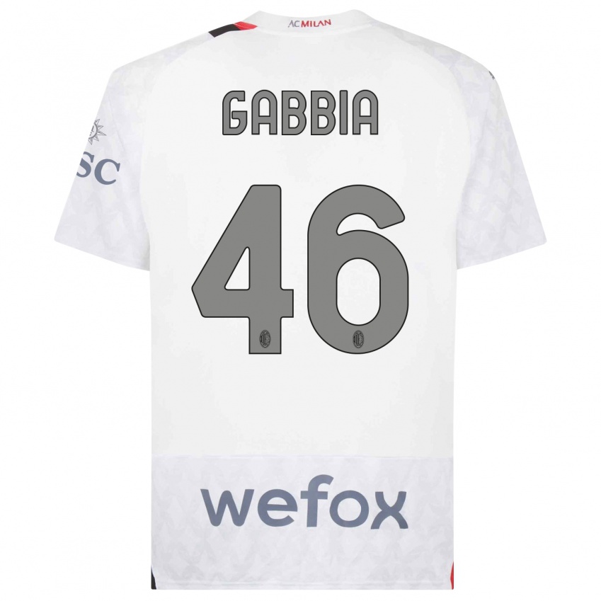 Niño Camiseta Matteo Gabbia #46 Blanco 2ª Equipación 2023/24 La Camisa