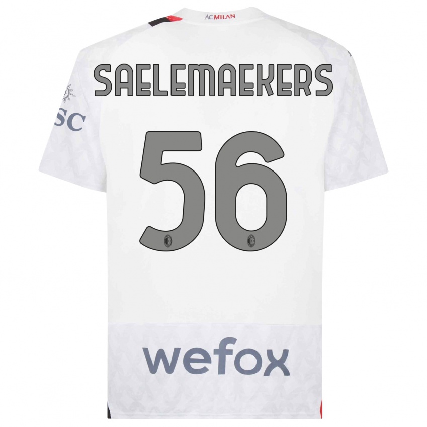 Niño Camiseta Alexis Saelemaekers #56 Blanco 2ª Equipación 2023/24 La Camisa