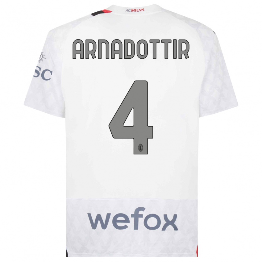 Niño Camiseta Guony Arnadottir #4 Blanco 2ª Equipación 2023/24 La Camisa