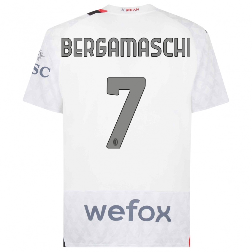 Niño Camiseta Valentina Bergamaschi #7 Blanco 2ª Equipación 2023/24 La Camisa