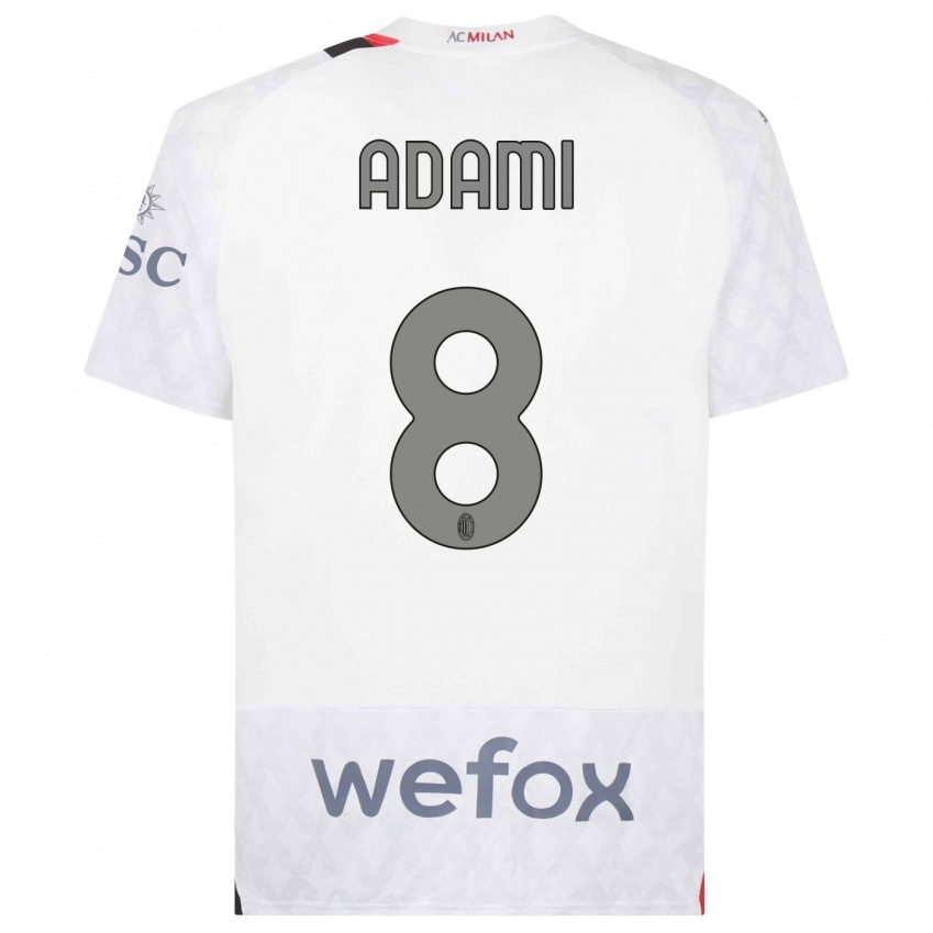 Niño Camiseta Greta Adami #8 Blanco 2ª Equipación 2023/24 La Camisa