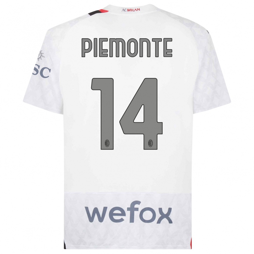 Niño Camiseta Martina Piemonte #14 Blanco 2ª Equipación 2023/24 La Camisa