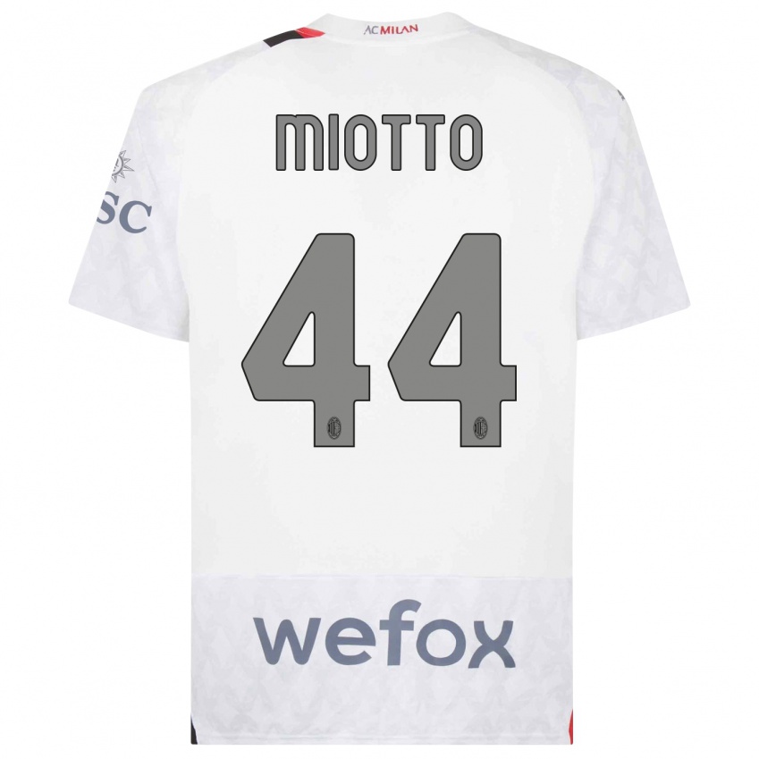 Niño Camiseta Giorgia Miotto #44 Blanco 2ª Equipación 2023/24 La Camisa