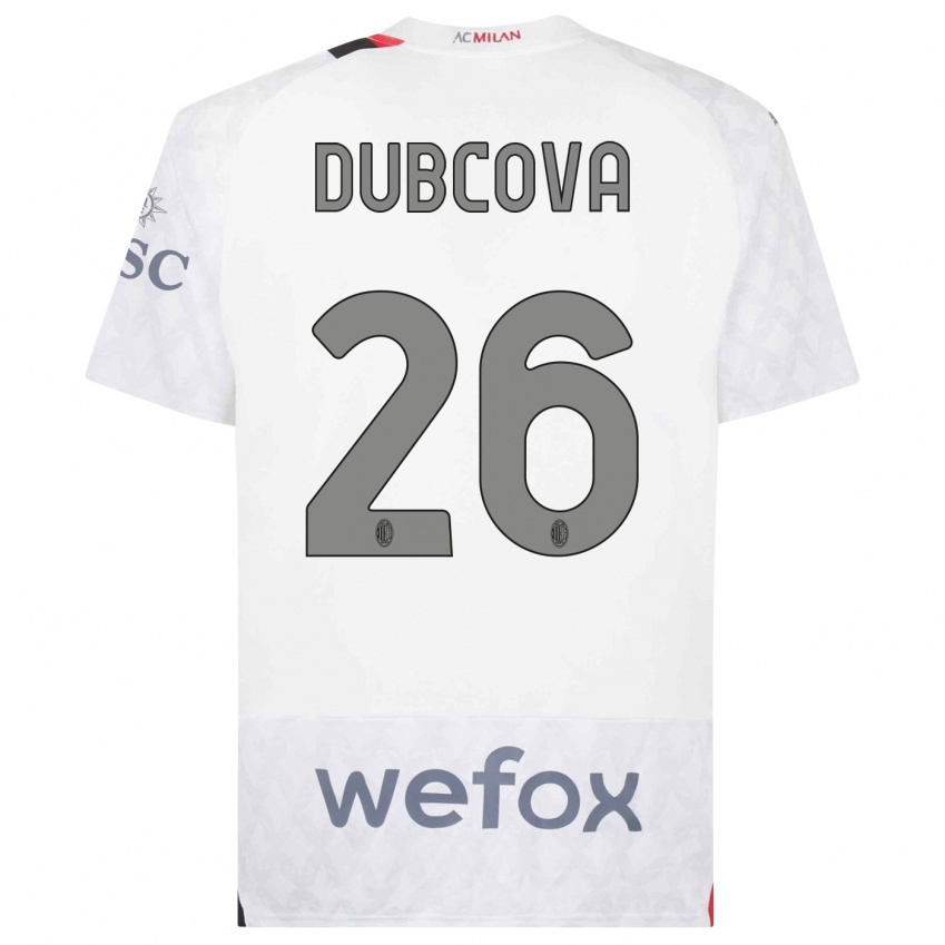 Niño Camiseta Michaela Dubcova #26 Blanco 2ª Equipación 2023/24 La Camisa