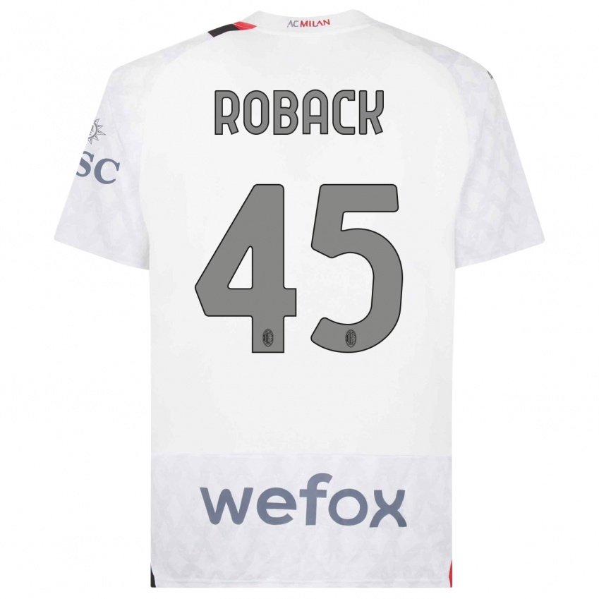 Niño Camiseta Emil Roback #45 Blanco 2ª Equipación 2023/24 La Camisa