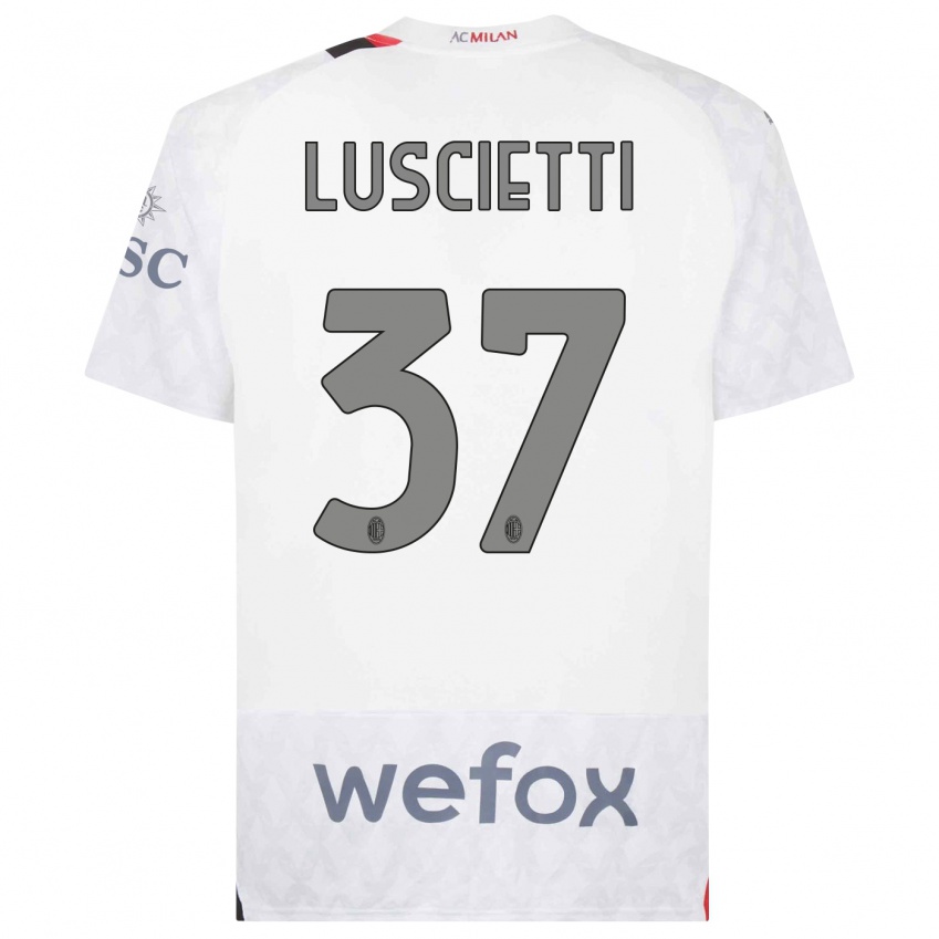Niño Camiseta Abebe Luscietti #37 Blanco 2ª Equipación 2023/24 La Camisa