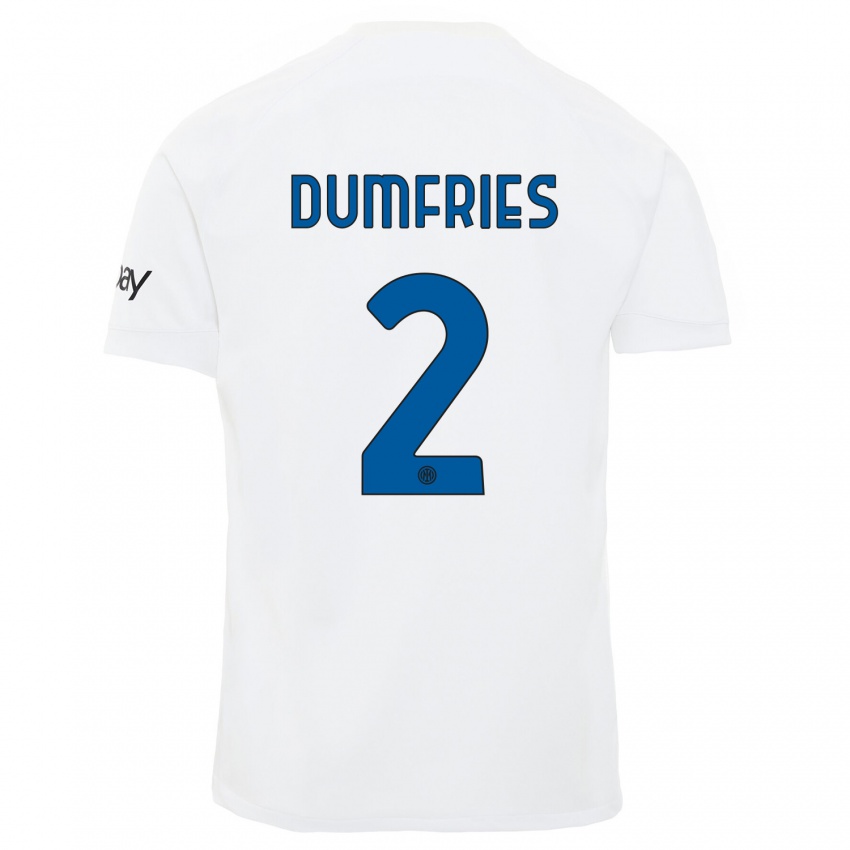 Niño Camiseta Denzel Dumfries #2 Blanco 2ª Equipación 2023/24 La Camisa