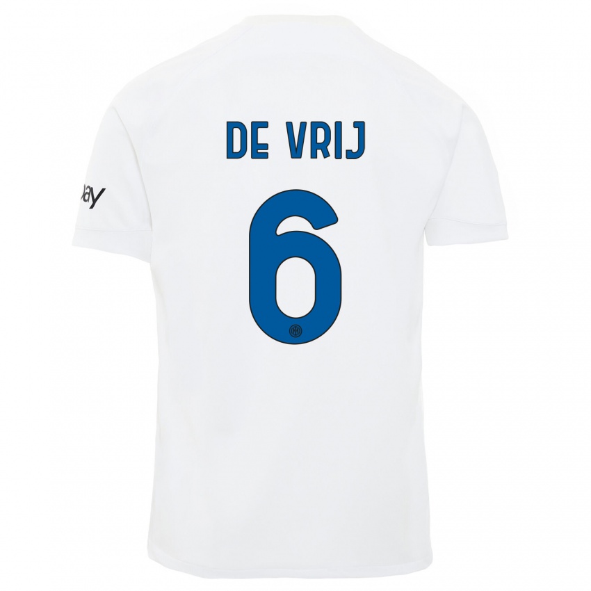Niño Camiseta Stefan De Vrij #6 Blanco 2ª Equipación 2023/24 La Camisa