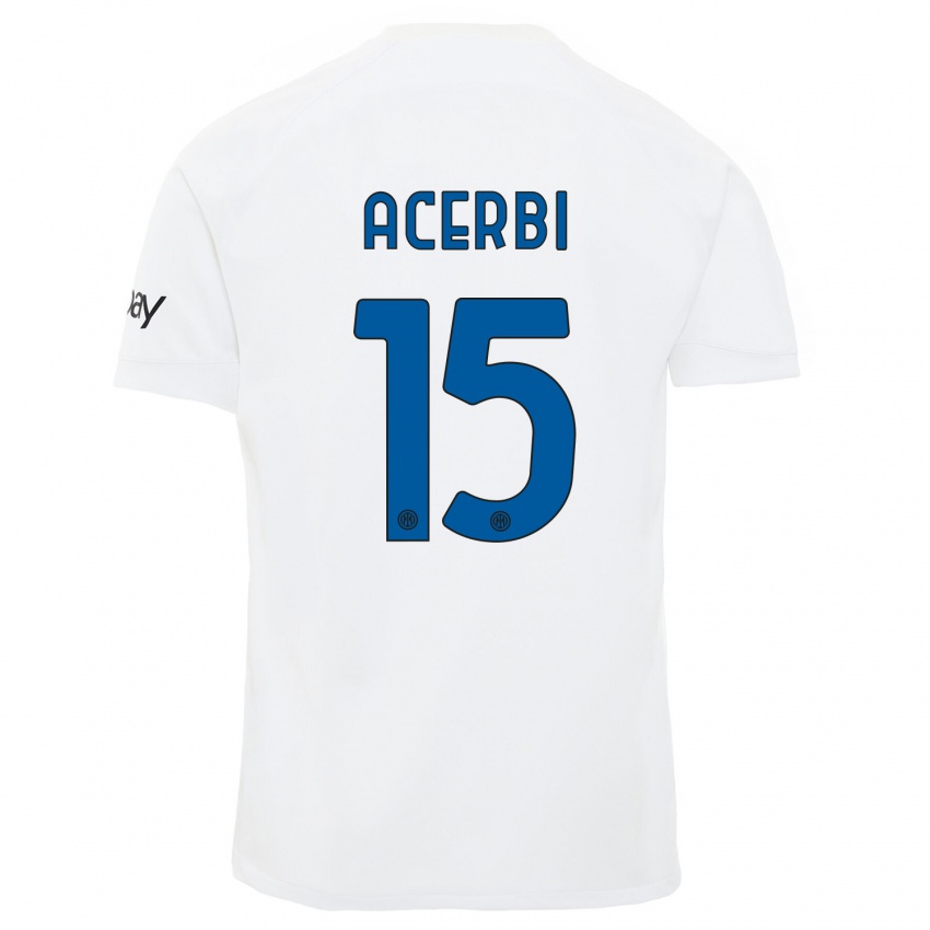 Niño Camiseta Francesco Acerbi #15 Blanco 2ª Equipación 2023/24 La Camisa