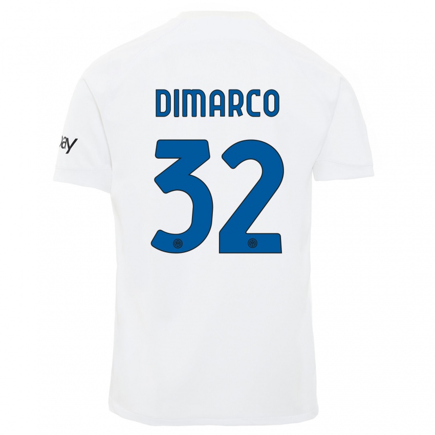 Niño Camiseta Federico Dimarco #32 Blanco 2ª Equipación 2023/24 La Camisa
