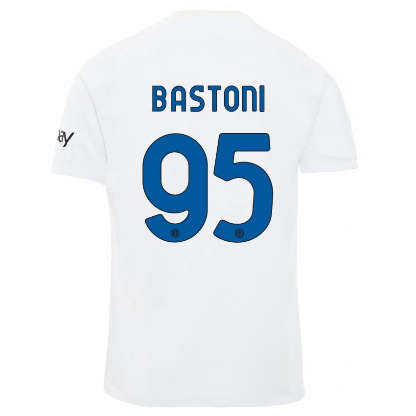 Niño Camiseta Alessandro Bastoni #95 Blanco 2ª Equipación 2023/24 La Camisa