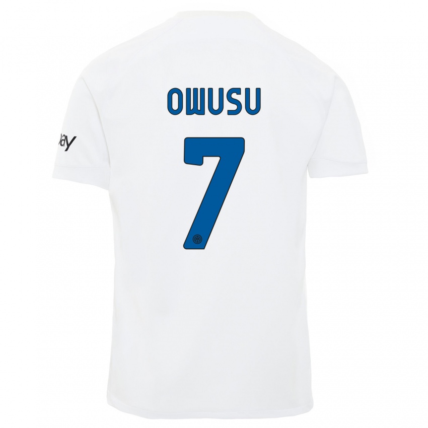 Niño Camiseta Enoch Owusu #7 Blanco 2ª Equipación 2023/24 La Camisa