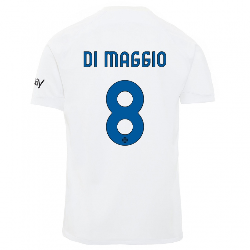 Niño Camiseta Luca Di Maggio #8 Blanco 2ª Equipación 2023/24 La Camisa