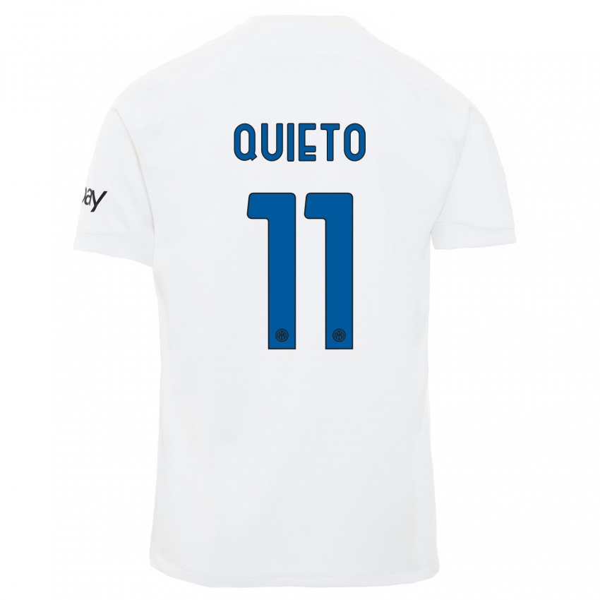 Niño Camiseta Daniele Quieto #11 Blanco 2ª Equipación 2023/24 La Camisa