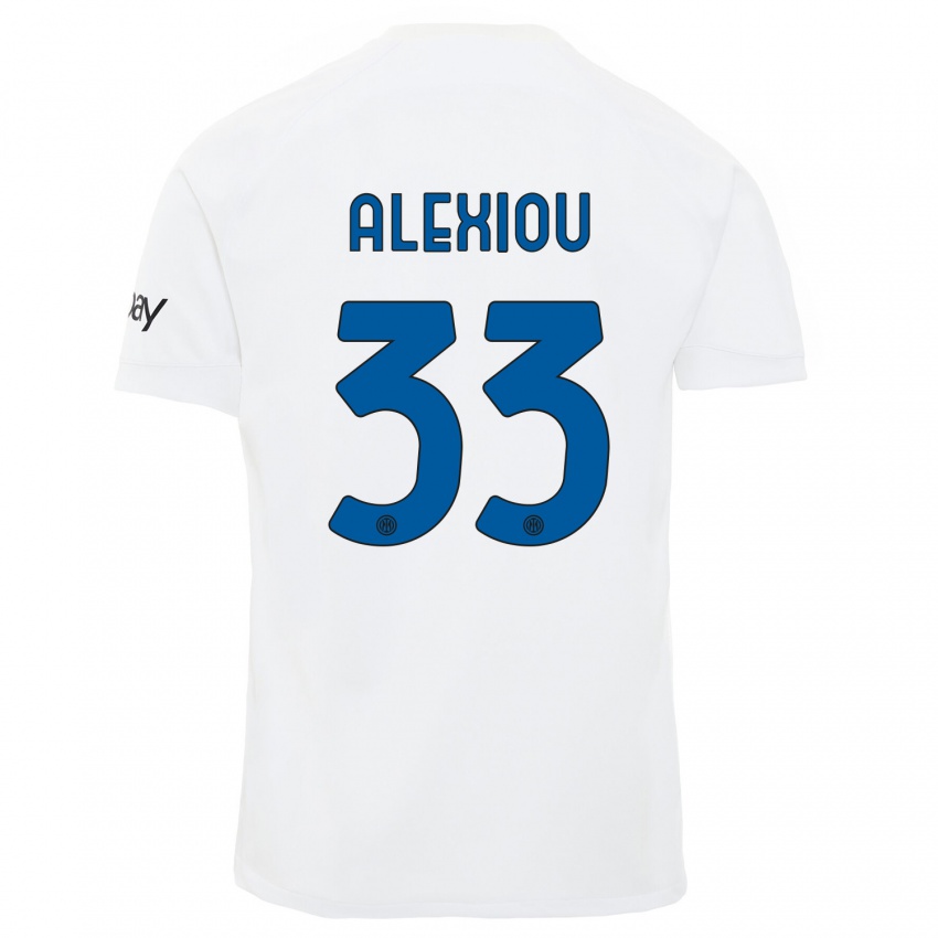 Niño Camiseta Christos Alexiou #33 Blanco 2ª Equipación 2023/24 La Camisa