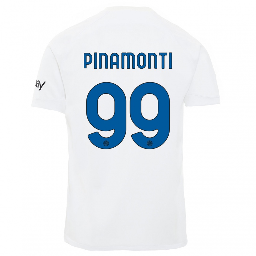 Niño Camiseta Andrea Pinamonti #99 Blanco 2ª Equipación 2023/24 La Camisa