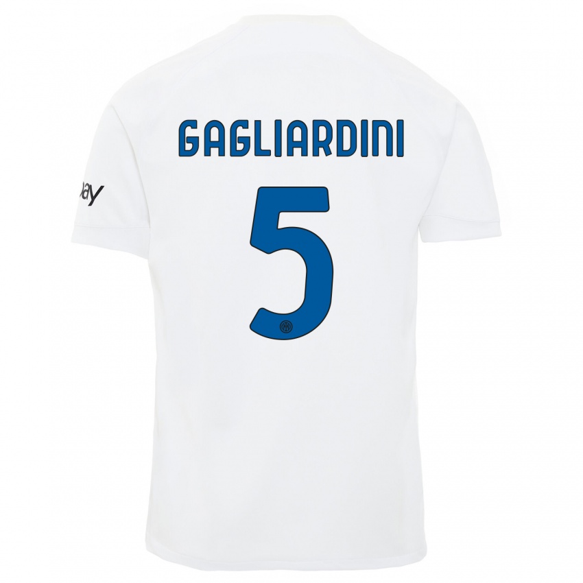 Niño Camiseta Roberto Gagliardini #5 Blanco 2ª Equipación 2023/24 La Camisa
