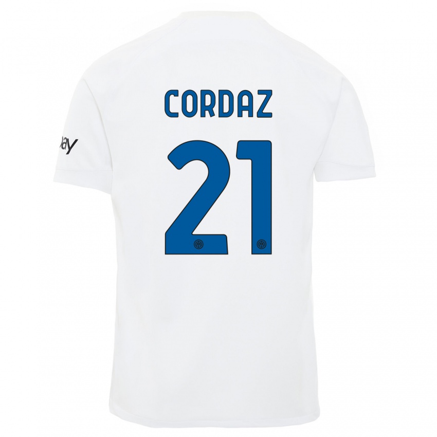 Niño Camiseta Alex Cordaz #21 Blanco 2ª Equipación 2023/24 La Camisa