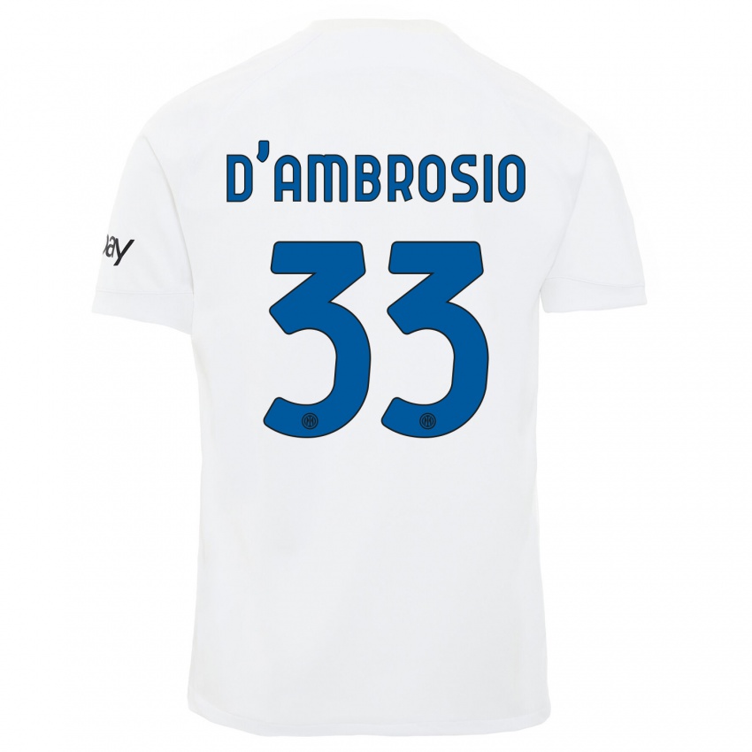 Niño Camiseta Danilo D'ambrosio #33 Blanco 2ª Equipación 2023/24 La Camisa