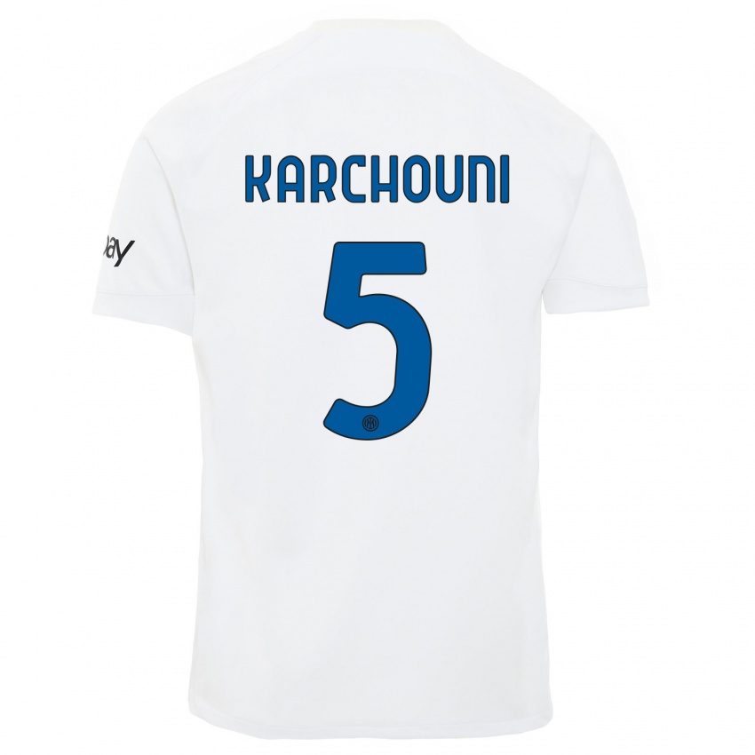 Niño Camiseta Ghoutia Karchouni #5 Blanco 2ª Equipación 2023/24 La Camisa