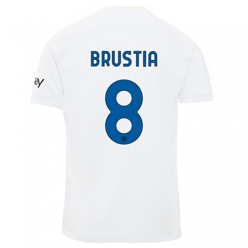 Niño Camiseta Martina Brustia #8 Blanco 2ª Equipación 2023/24 La Camisa