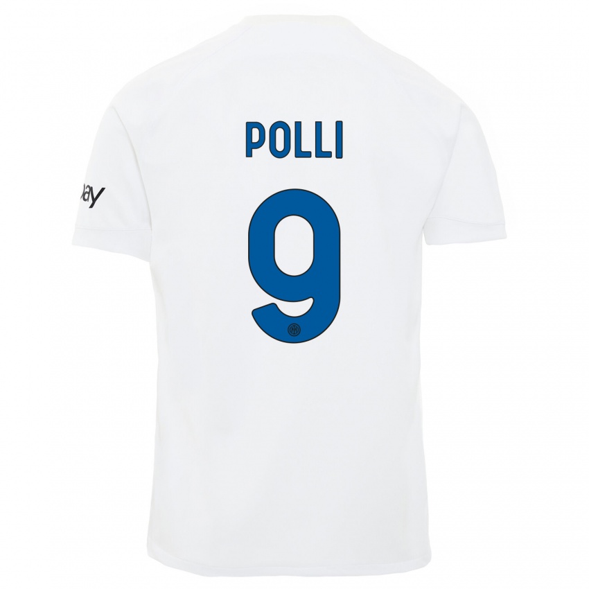 Niño Camiseta Elisa Polli #9 Blanco 2ª Equipación 2023/24 La Camisa