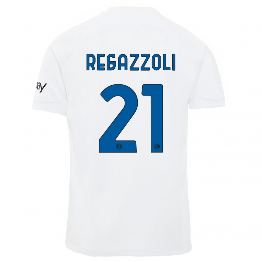 Niño Camiseta Alice Regazzoli #21 Blanco 2ª Equipación 2023/24 La Camisa