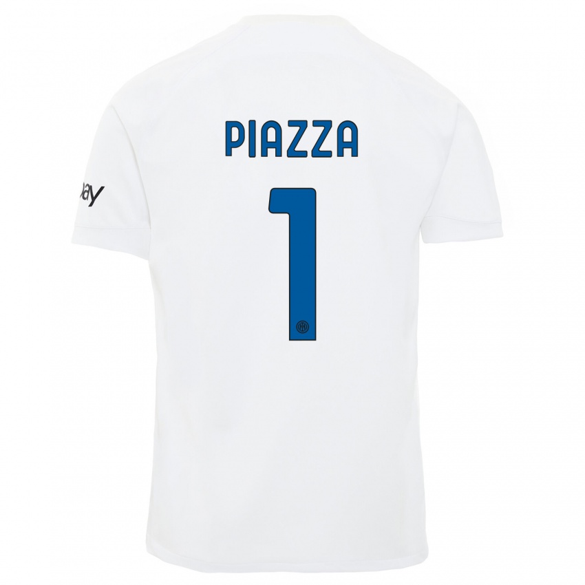 Niño Camiseta Alessia Piazza #1 Blanco 2ª Equipación 2023/24 La Camisa