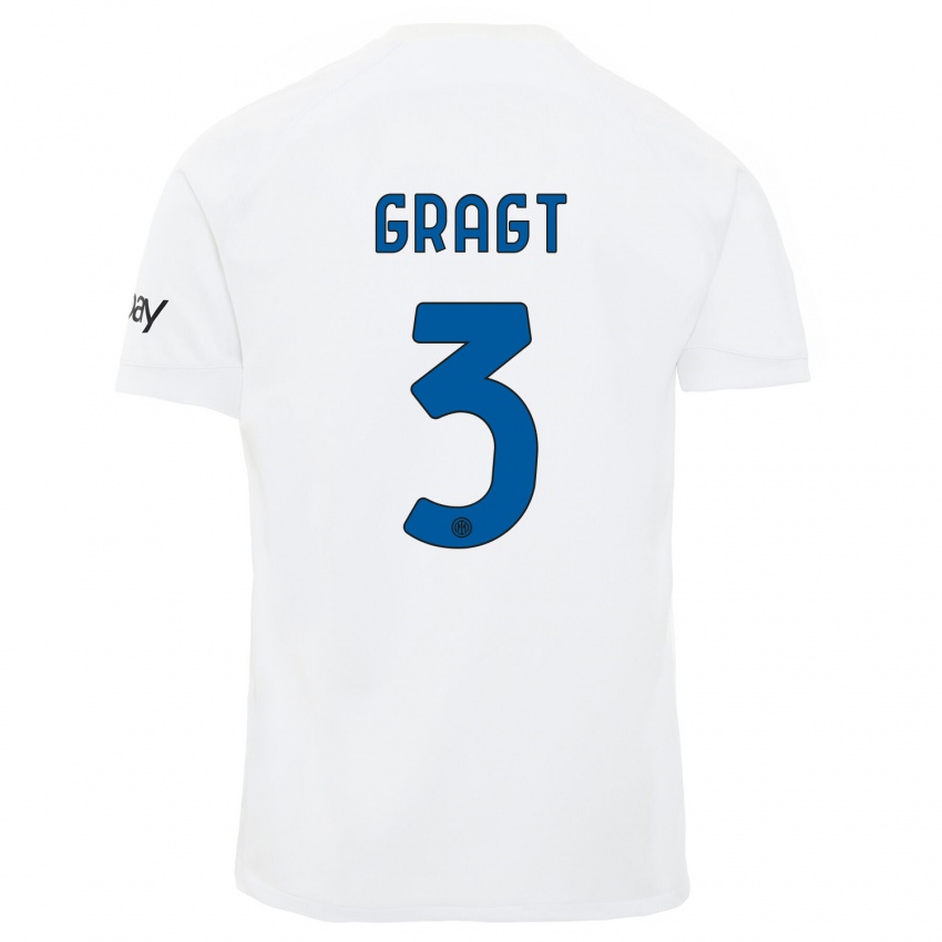 Niño Camiseta Stefanie Van Der Gragt #3 Blanco 2ª Equipación 2023/24 La Camisa