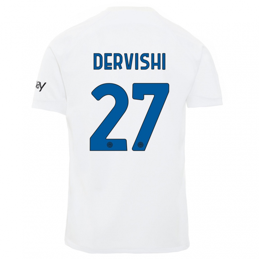 Niño Camiseta Kristian Dervishi #27 Blanco 2ª Equipación 2023/24 La Camisa