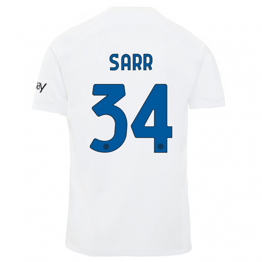 Niño Camiseta Amadou Sarr #34 Blanco 2ª Equipación 2023/24 La Camisa
