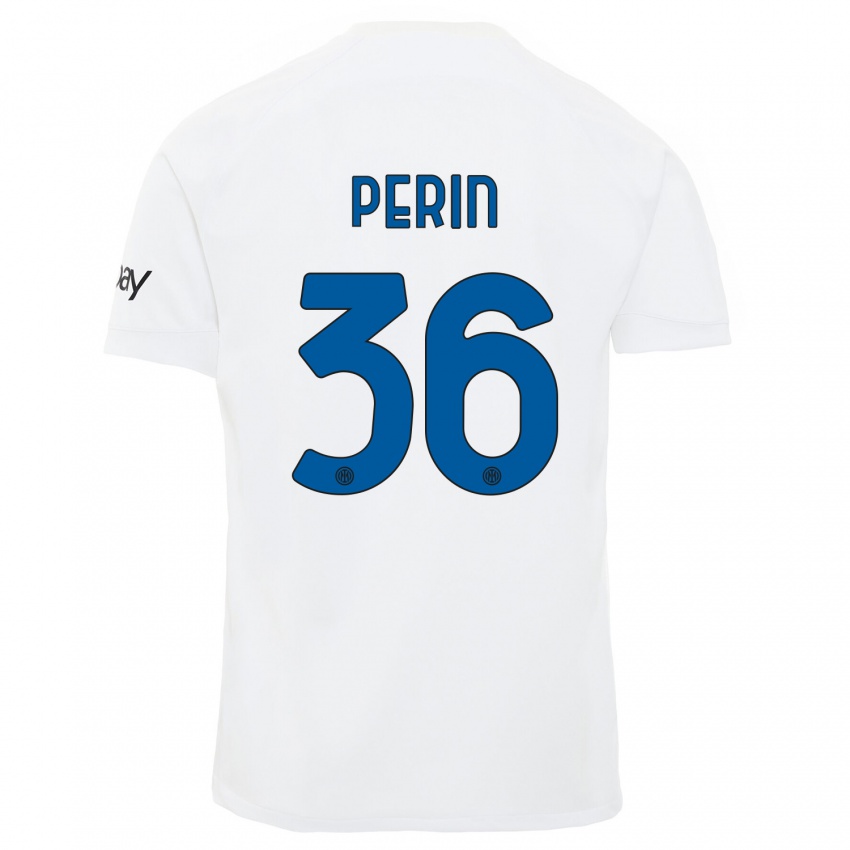 Niño Camiseta Nicolo Perin #36 Blanco 2ª Equipación 2023/24 La Camisa