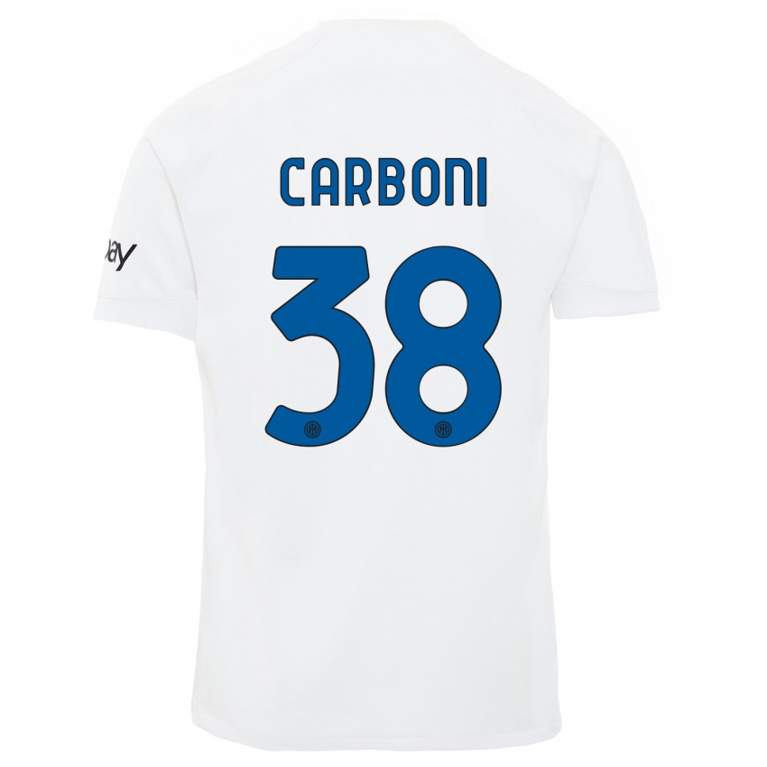 Niño Camiseta Valentin Carboni #38 Blanco 2ª Equipación 2023/24 La Camisa