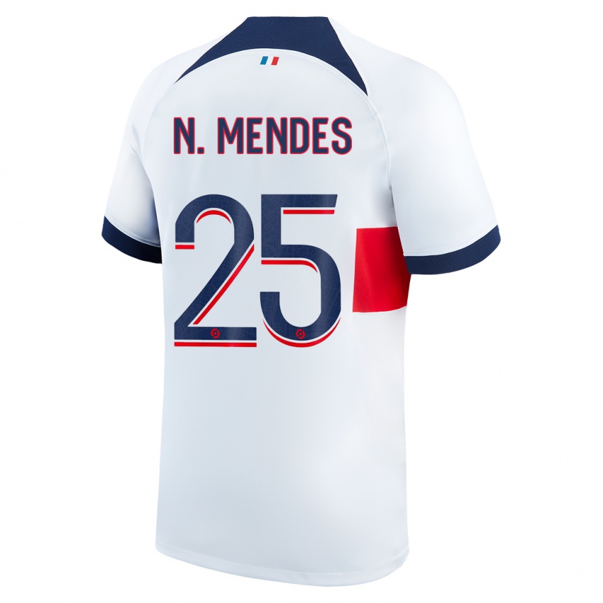Niño Camiseta Nuno Mendes #25 Blanco 2ª Equipación 2023/24 La Camisa